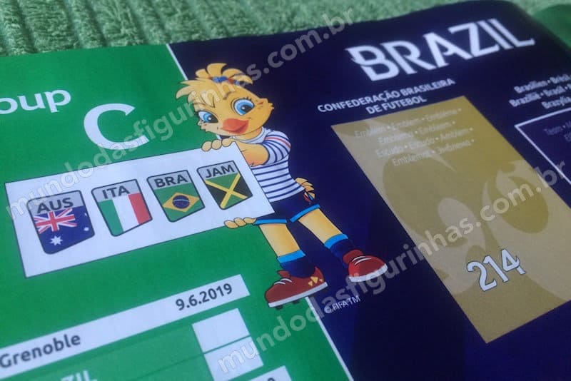 Detalhe da mascote Ettie na página da seleção brasileira.