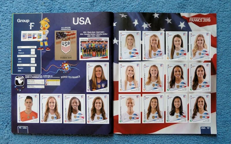 Figura 50 – Páginas 46 e 47, a poderosa seleção dos Estados Unidos, atual bicampeã do torneio (2015-2019).