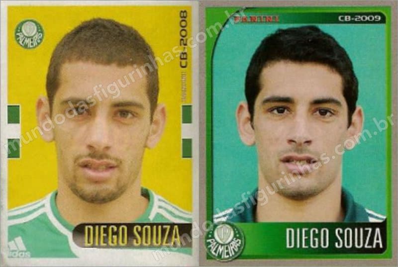 Figurinhas do Diego Souza em 2008 e 2009.