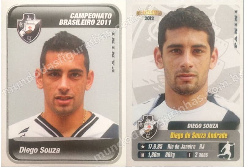 Figurinhas do Diego Souza em 2011 e 2012.