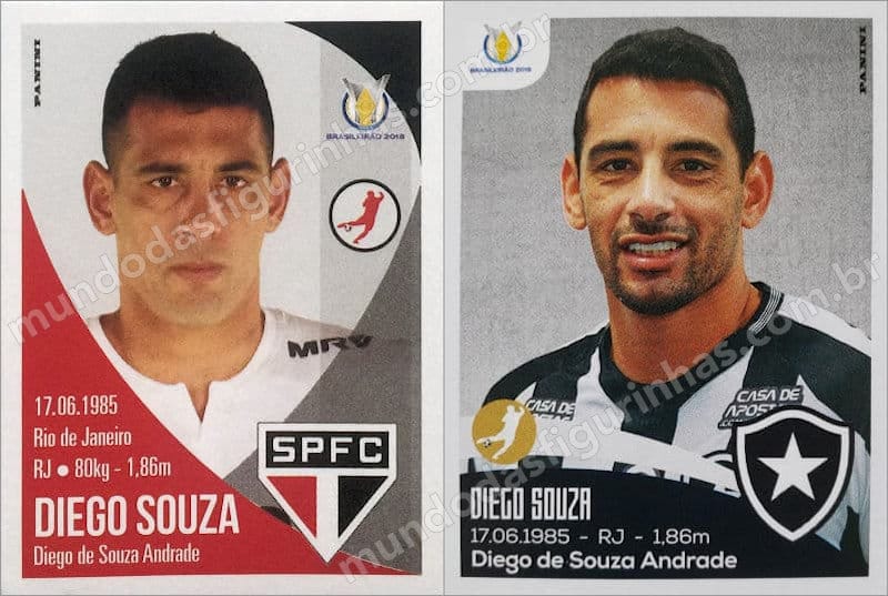 Figurinhas do Diego Souza em 2018 e 2019.