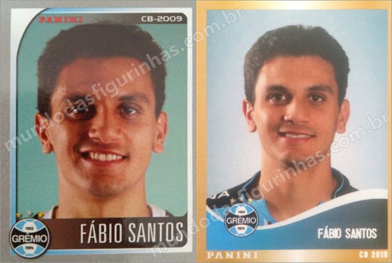 Figurinha do Fábio Santos em 2009 e 2010.