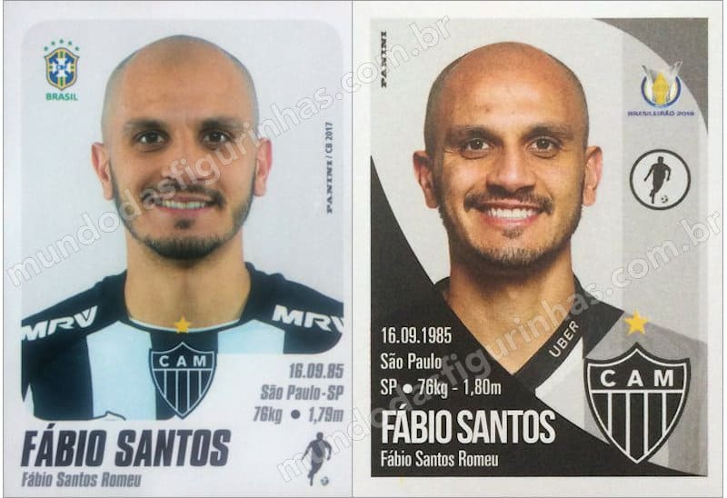 Figurinhas do Fábio Santos em 2017 e 2018.