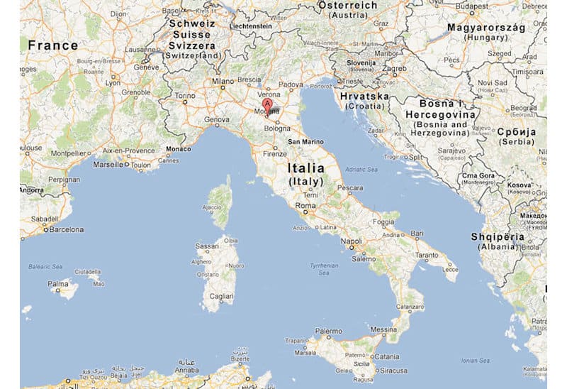 La ciudad de Módena se encuentra en el norte de Italia.