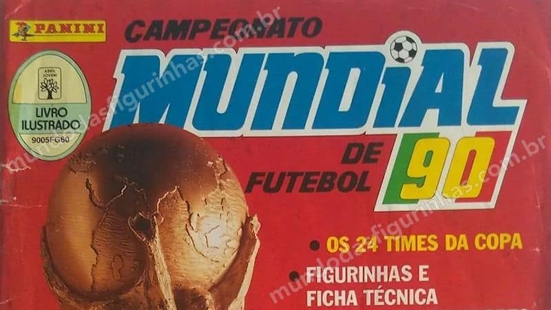 Detalle de la marca de los dos editores en la portada del álbum de la Copa 90 lanzado en Brasil.