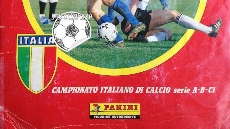 Detalle del logotipo tal como lo conocemos hoy, en la portada del álbum Calciatori 1986-87.
