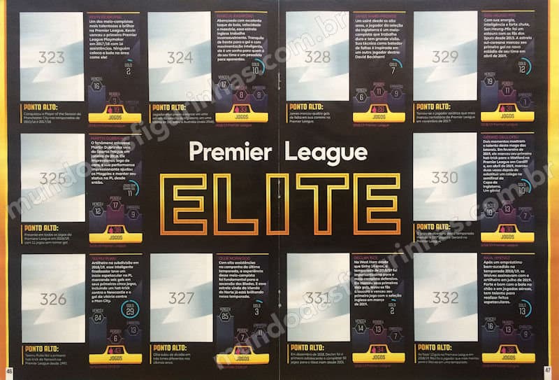 Páginas 44 e 45, com 10 destaques da Premier League dessa temporada.