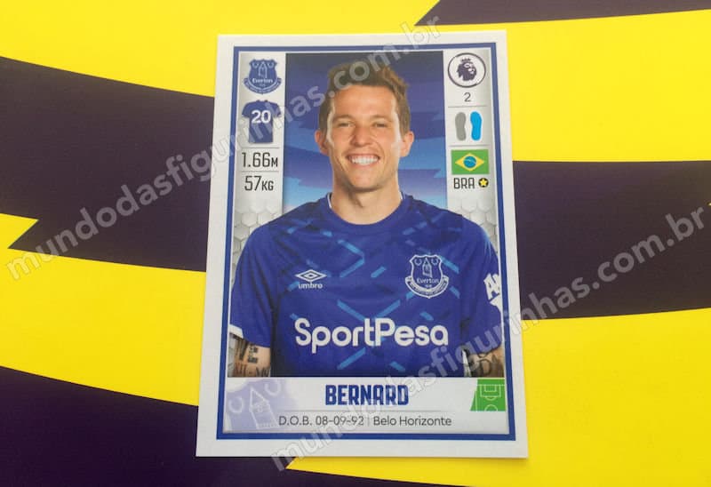 Curiosidades da Premier League - Figurinha nº 247, do jogador brasileiro Bernard, no elenco do Everton.