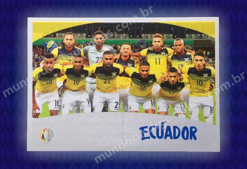 Figurinhas nº 332 e 333, a equipe do Equador.