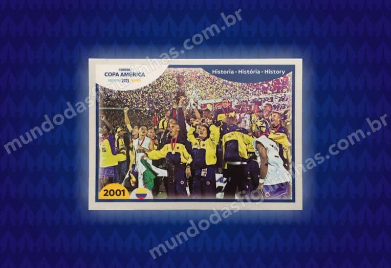 Figurita 392: Colombia celebrando el título de la Copa America 2001.