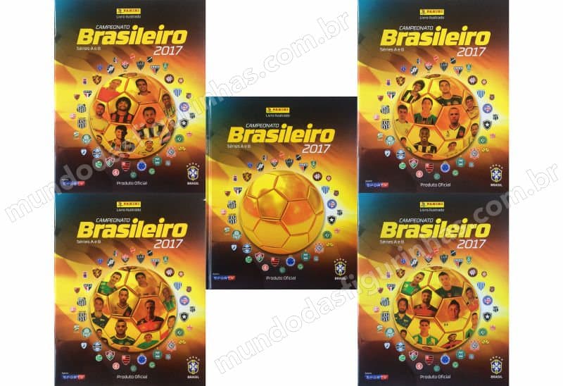 As cinco capas diferentes do álbum do Campeonato Brasileiro 2017.