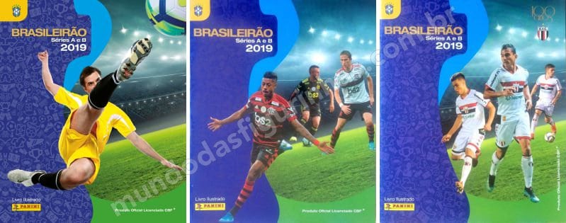 As três capas diferentes do álbum do Brasileirão 2019.
